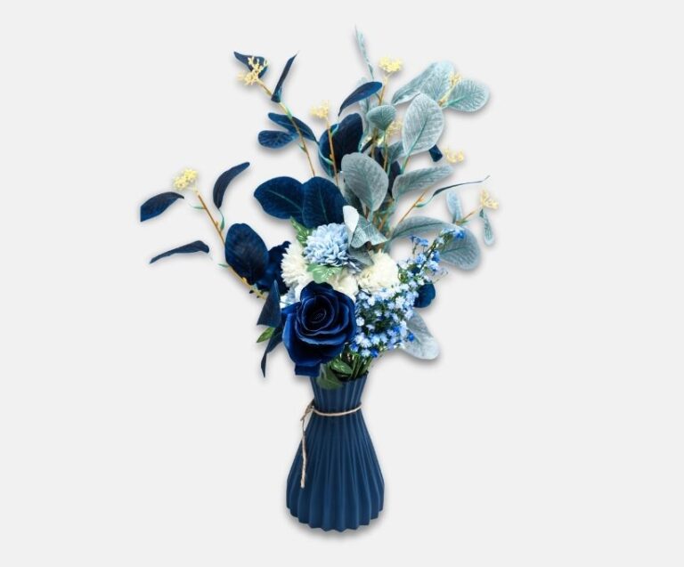 Blue Pleated Flower Vase