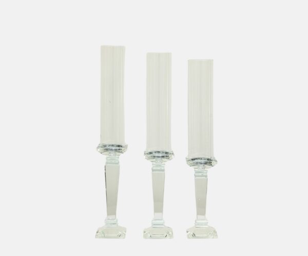 3-Set Crystal Taper Candle Holder